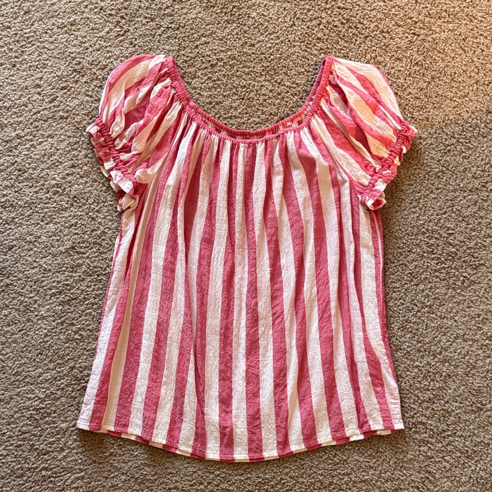 Max Studio Red and White Striped Top